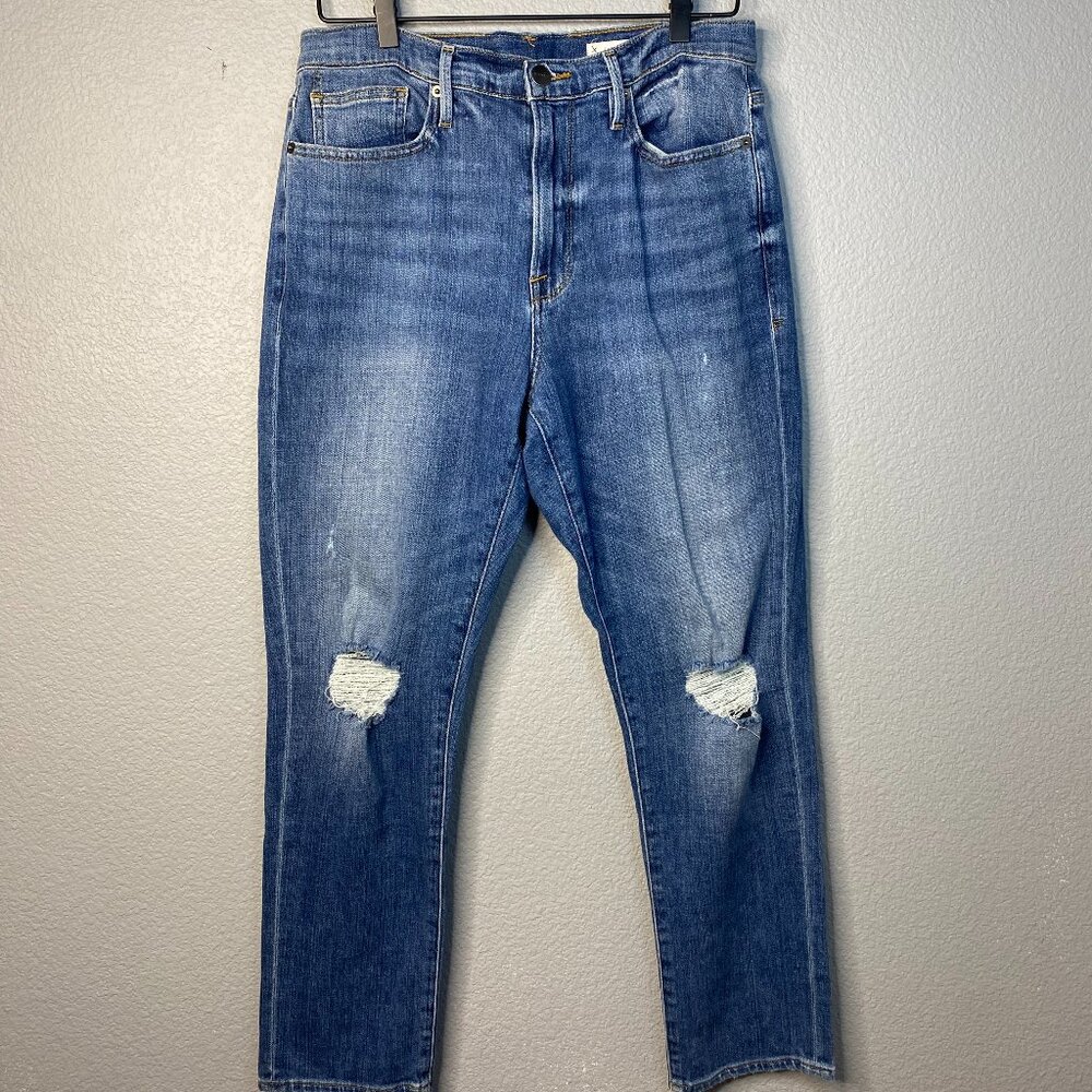 Frame Denim Le Beau Skinny Distressed Cropped Jeans